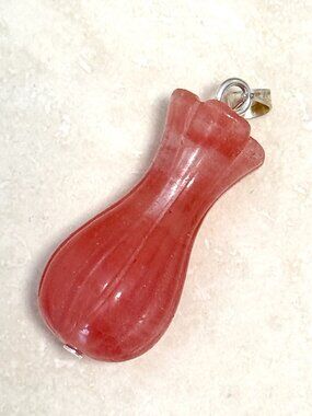 2/$20, Large Cherry Quartz Flower Bud Pendant